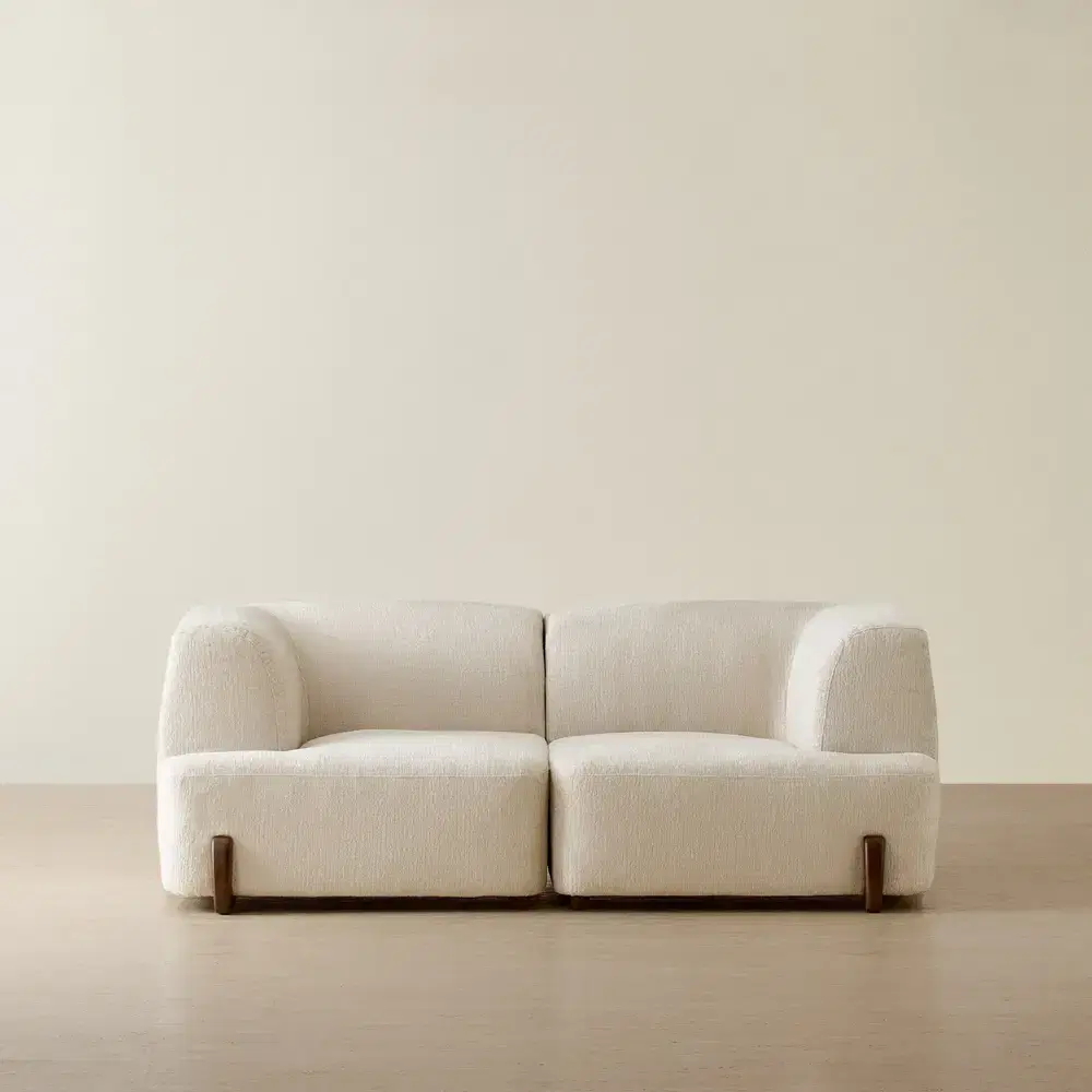 Calma Fusion Grey Fabric 2 Pieces Modular Sofa