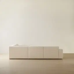 Maison Piaza White Fabric Modular Corner Sofa with Ottoman