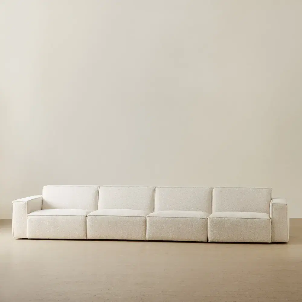 Maison Piaza White Fabric 4 Pieces Modular Sofa