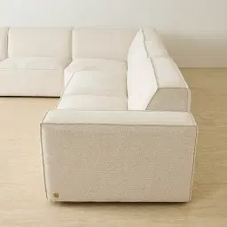 Maison Piaza White Fabric 5 Pieces Modular Sofa with Corner