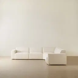 Maison Piaza White Fabric 5 Pieces Modular Sofa with Corner