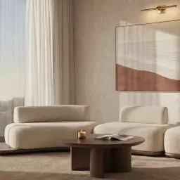 Bellagio Mid Beige Woven Fabric Modular Sofa Right Terminal and Side Platform Module