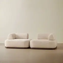 Bellagio Mid Beige Woven Fabric 2 Pieces Modular Sofa