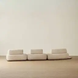 Bellagio Mid Beige Woven Fabric 3 Pieces Modular Sofa - Terminal Left Side Platform