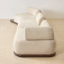 Bellagio Mid Beige Woven Fabric 3 Pieces Modular Sofa - Terminal Left Side Platform