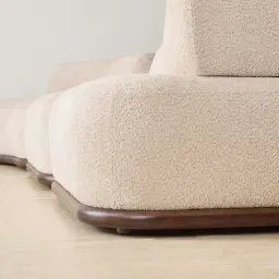 Bellagio Mid Beige Woven Fabric 3 Pieces Modular Sofa With Left Terminal and Side Platform
