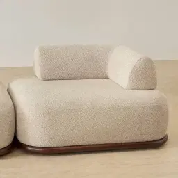 Bellagio Mid Beige Woven Fabric 3 Pieces Modular Sofa - Terminal Left Side Platform