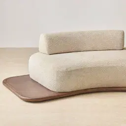 Bellagio Mid Beige Woven Fabric 3 Pieces Modular Sofa - Terminal Left Side Platform
