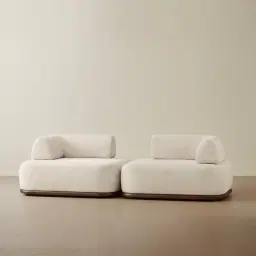 Bellagio Stone Cream Woven Fabric 2 Pieces Modular Sofa