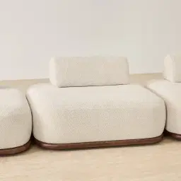 Bellagio Stone Cream Woven Fabric 3 Pieces Modular Sofa