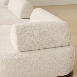 Bellagio Stone Cream Woven Fabric 3 Pieces Modular Sofa With Left Terminal and Side Platform