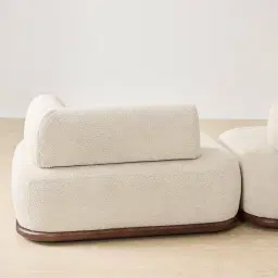 Bellagio Stone Cream Woven Fabric 3 Pieces Modular Sofa With Left Terminal and Side Platform