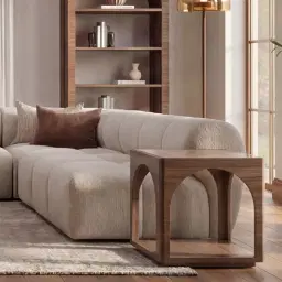 Quincy Stone Cream Woven Fabric Modular Corner Sofa with Left Cuddler