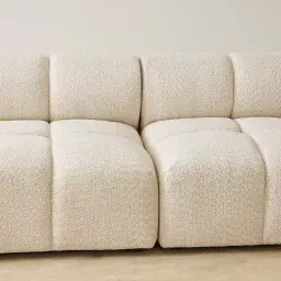 Quincy Stone Cream Woven Fabric Modular Corner Sofa with Left Cuddler