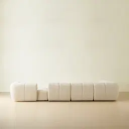 Quincy Stone Cream Woven Fabric Modular Corner Sofa  with Right Cuddler