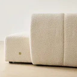 Quincy Stone Cream Woven Fabric Modular Corner Sofa  with Right Cuddler