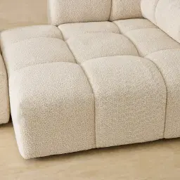 Quincy Stone Cream Woven Fabric Modular Corner Sofa  with Right Cuddler