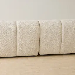 Quincy Stone Cream Woven Fabric Modular Corner Sofa  with Right Cuddler