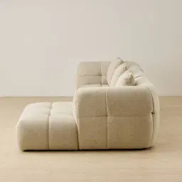 Amity Pearl Beige Fabric 3 Pieces Modular Sofa with Left Arm and Right Chaise