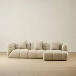 Amity Pearl Beige Fabric 3 Pieces Modular Sofa with Left Arm and Right Chaise