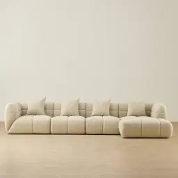 Amity Pearl Beige Fabric 4 Pieces Modular Sofa with Right Chaise
