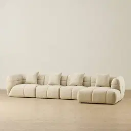 Amity Pearl Beige Fabric 4 Pieces Modular Sofa with Right Chaise