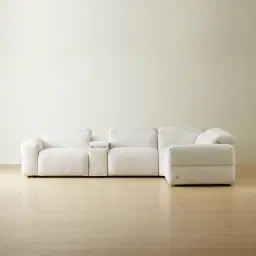 Mathias Stone White Fabric 5 Pieces Modular Corner Dual Electric Recliner