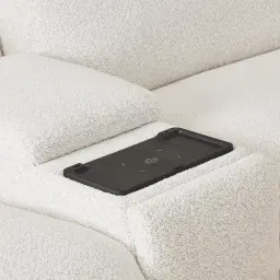 Mathias Stone White Fabric 5 Pieces Modular Corner Dual Electric Recliner