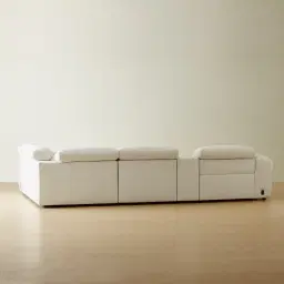 Mathias Stone White Fabric 5 Pieces Modular Corner Dual Electric Recliner