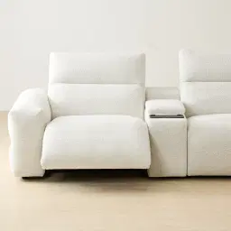 Mathias Stone White Fabric 5 Pieces Modular Corner Dual Electric Recliner