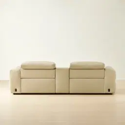 Mathias Oyster Grey Leather 2 Pieces Modular Dual Electric Recliner with Console