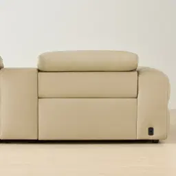 Mathias Oyster Grey Leather 2 Pieces Modular Dual Electric Recliner with Console