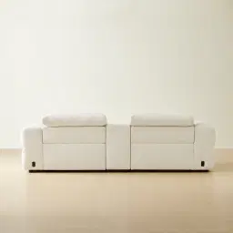 Mathias Stone White Fabric 2 Pieces Modular Dual Electric Recliner with Console