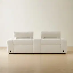 Mathias Stone White Fabric 2 Pieces Modular Dual Electric Recliner with Console