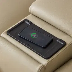 Mathias Oyster Grey Leather 3 Pieces Modular Dual Electric Recliner With console