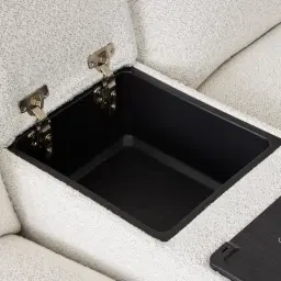 Mathias Stone White Fabric 3 Pieces Modular Dual Electric Recliner with Console