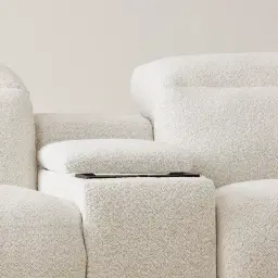 Mathias Stone White Fabric 3 Pieces Modular Dual Electric Recliner with Console