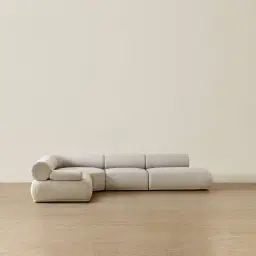 Pebbla Slate Grey Fabric Modular Corner Sofa with Left Arm Wide and Right Terminal