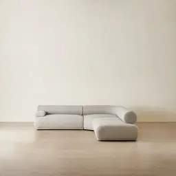 Pebbla Slate Grey Fabric Modular Corner Sofa with Left Arm Wide and Right Terminal