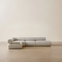 Pebbla Slate Grey Fabric Modular Corner Sofa with Left Arm Wide and Right Terminal