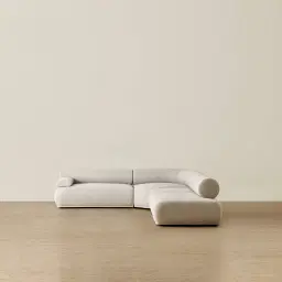 Pebbla Slate Grey Fabric Modular Corner Sofa with Left Arm Wide and Right Terminal