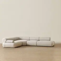 Pebbla Slate Grey Fabric Modular Corner Sofa with Left Arm Wide and Right Terminal