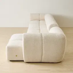 Quincy Stone Cream Woven Fabric 4 Pieces Modular Sofa with Left Arm and Right Cuddler