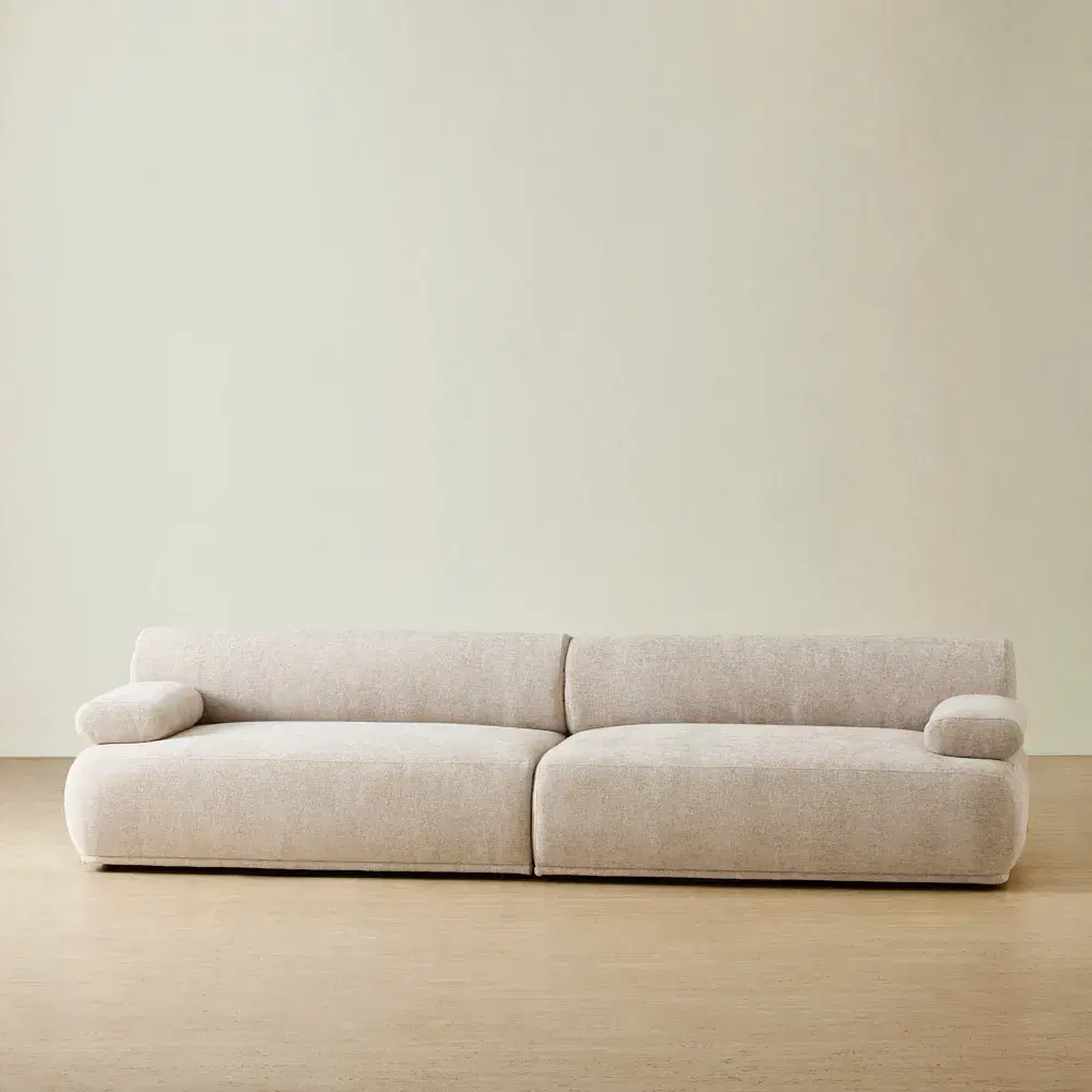 Pebbla Tuscan Sand Fabric 2 Wide Pieces Modular Sofa