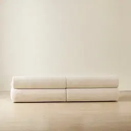 Pebbla Tuscan Sand Fabric 2 Wide Pieces Modular Sofa