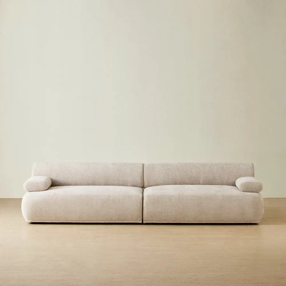 Pebbla Tuscan Sand Fabric 2 Wide Pieces Modular Sofa