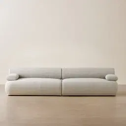 Pebbla Slate Grey Fabric 2 Wide Pieces Modular Sofa