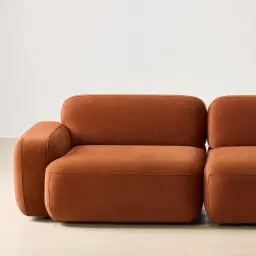 Capri Copper Brown Velveteen Modular Corner Sofa - Right Chaise