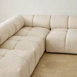 Quincy Stone Cream Woven Fabric 6 Pieces Modular Corner Sofa with Left Arm and Right Cuddler