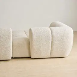 Quincy Stone Cream Woven Fabric 6 Pieces Modular Corner Sofa with Right Arm and Left Cuddler